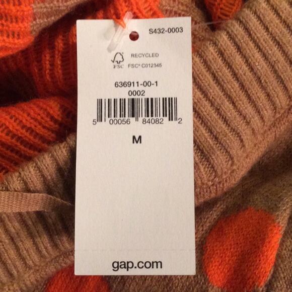 GAP Dotty Crazy Dot Boatneck Sweater Oatmeal Sz medium NWT - Picture 4 of 8